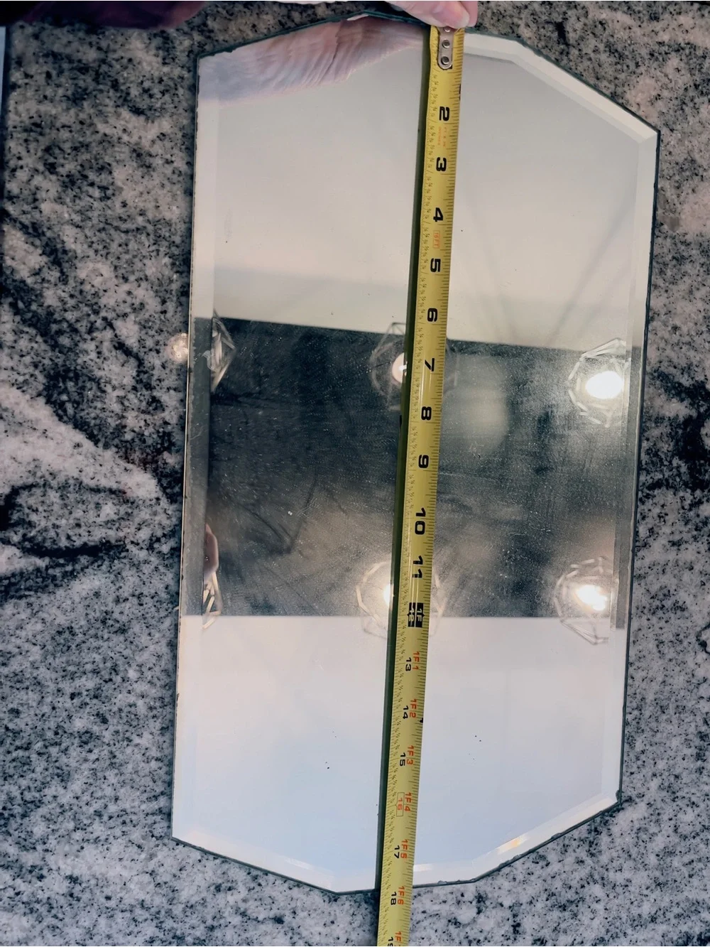 Vintage Mid-Century Beveled Edge Frameless Mirror 18 LX 10 W